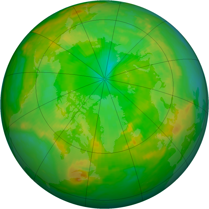 Arctic ozone map for 13 July 1980